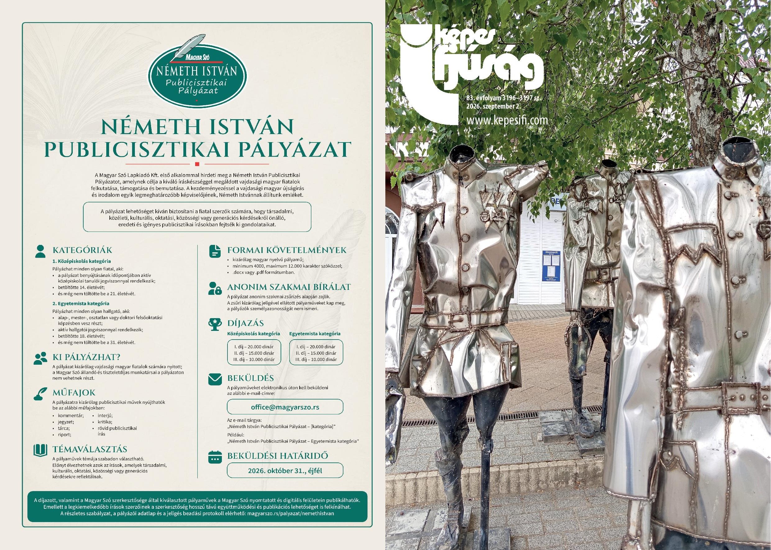 2026. szeptember 2-án megjelent lapszámunk címoldala és hátsó borítója.