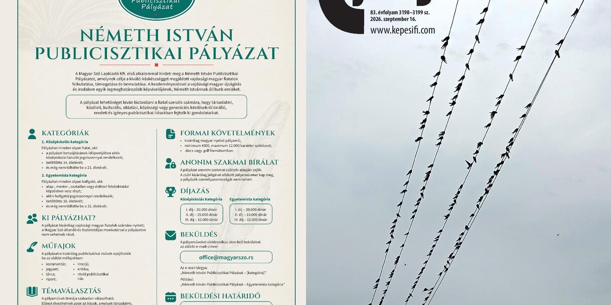 Szeptember 16-án megjelent lapszámunk cím- és hátoldala