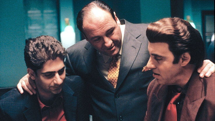 The Sopranos (HBO) season 1
Winter 1999
Shown: Michael Imperioli (as Christopher Moltisanti), James Gandolfini (as Tony Soprano), Steve Van Zandt (as Silvio Dante) The Sopranos (HBO) season 1
Winter 1999
Shown: Michael Imperioli (as Christopher Moltisanti), James Gandolfini (as Tony Soprano), Steve Van Zandt (as Silvio Dante)